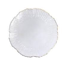 סט 6 צלחות מנה ראשונה שקוף פס זהב