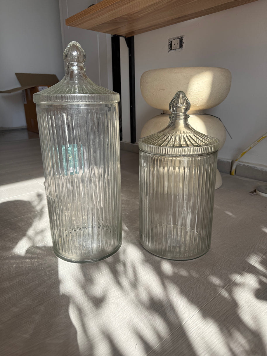 צנצנת+מכסה HEND MADE GLASS