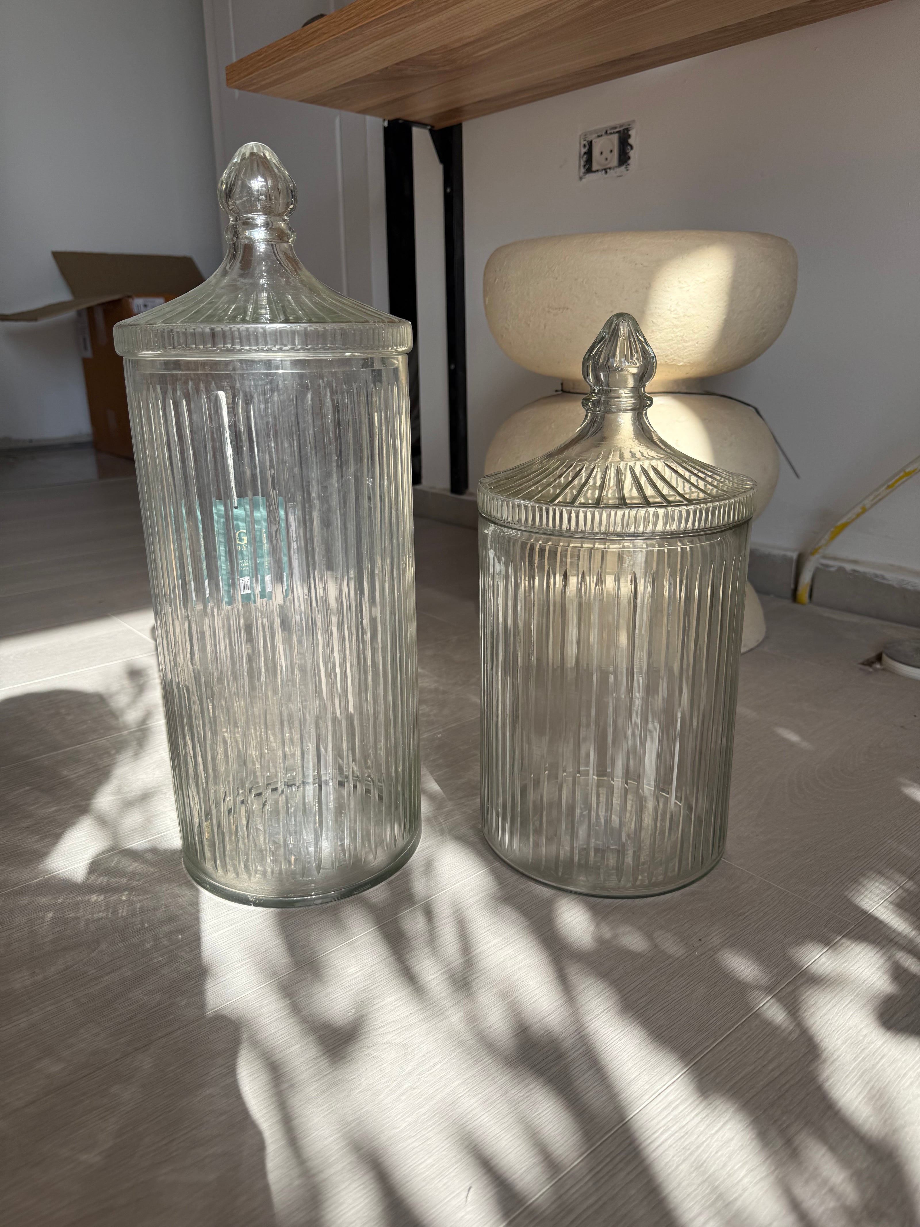 צנצנת+מכסה HEND MADE GLASS
