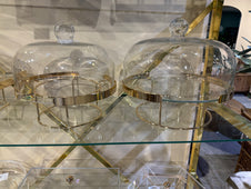 מגש פעמון זכוכית וזהב קוטר 30 ס''מ