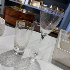 סט כוסות שתיה קרה זכוכית רקועה פס זהב