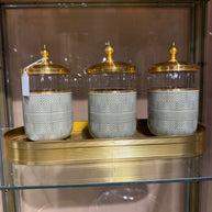 סט 3 צנצנות על מגש