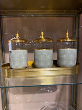 סט 3 צנצנות על מגש