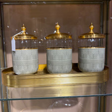 סט 3 צנצנות על מגש