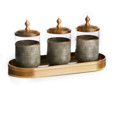 סט 3 צנצנות על מגש